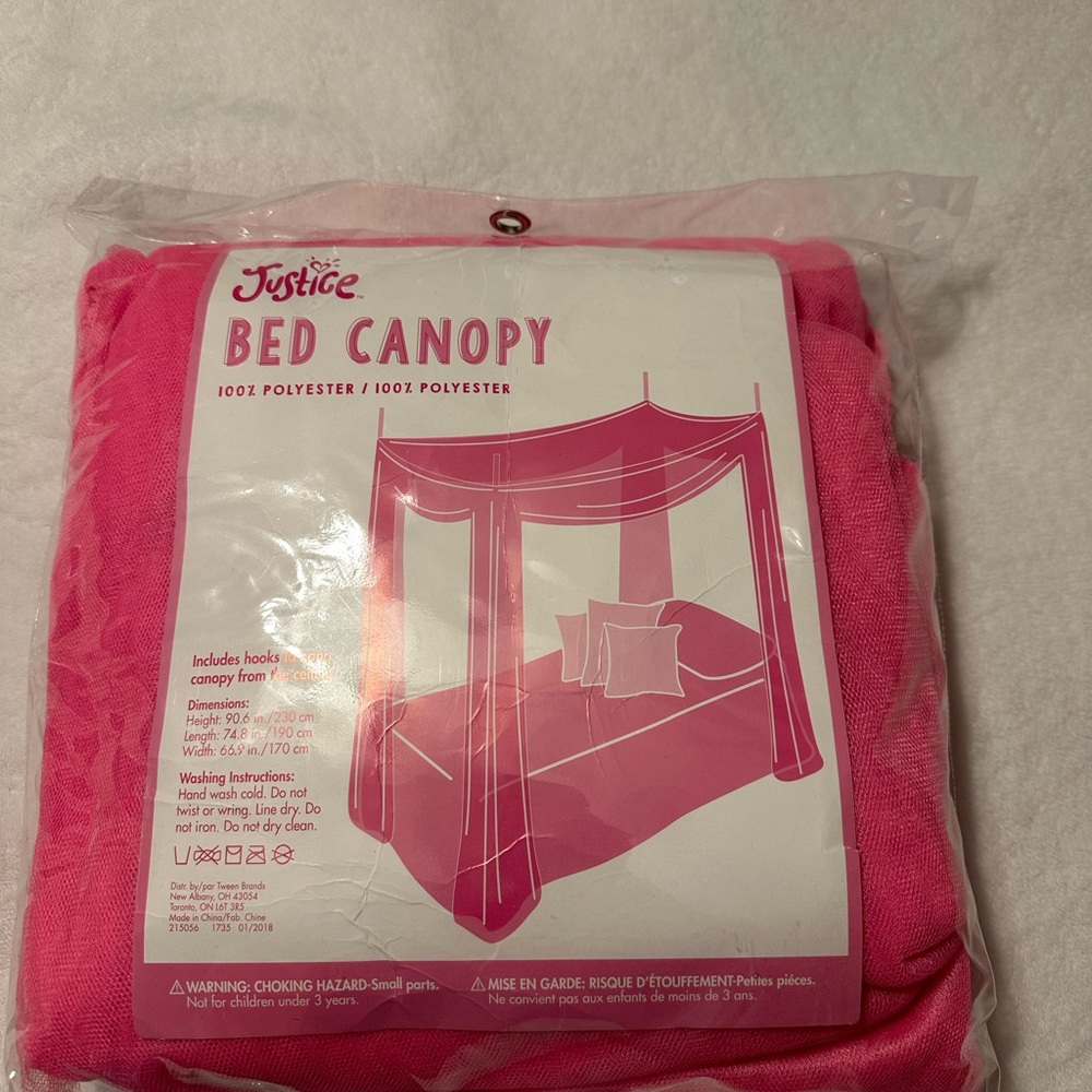 Justice Pink Bed Canopy - New